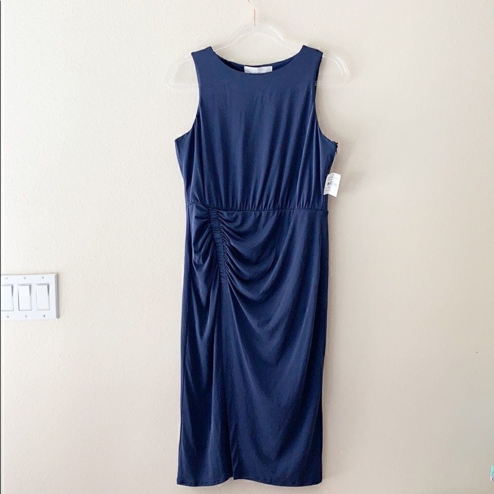 Superfoxx  Navy Scoop Neck Runched Dress